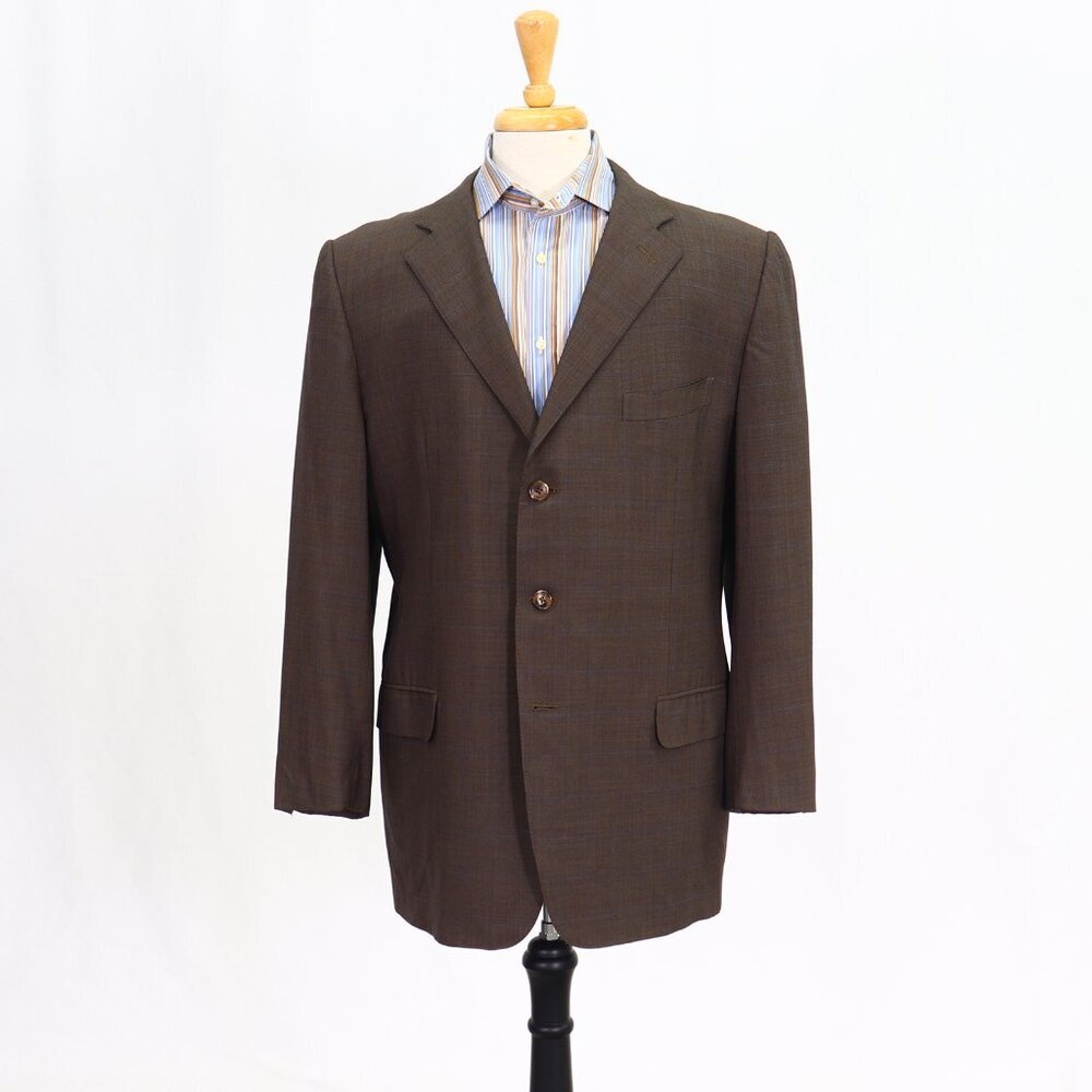 Ermenegildo Zegna 44R Brown Check 3-Button Sport Coat Blazer Jacket P024